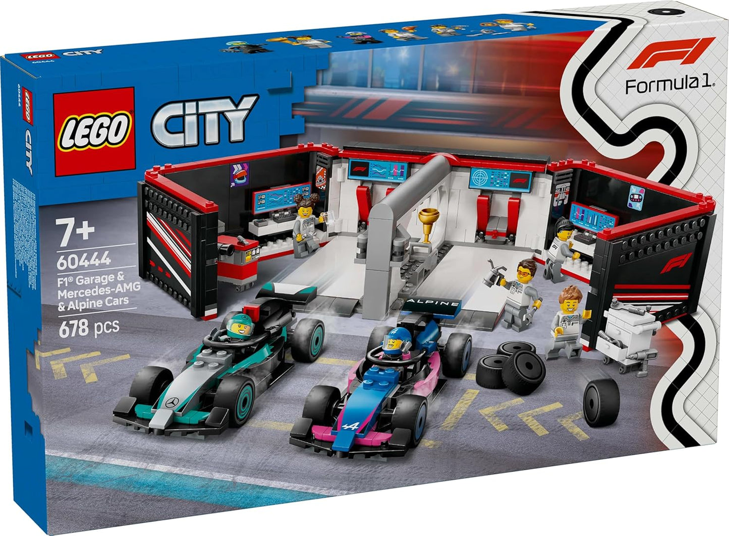 LEGO City F1 Garage with Mercedes-AMG and Alpine Cars Kit - 60444
