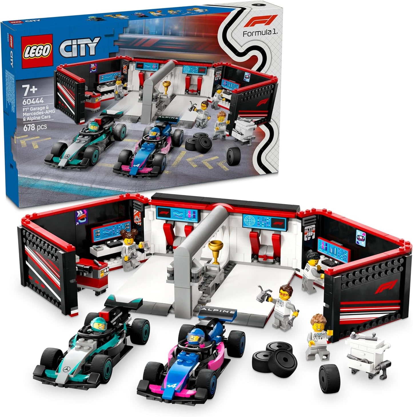 LEGO City F1 Garage with Mercedes-AMG and Alpine Cars Kit - 60444