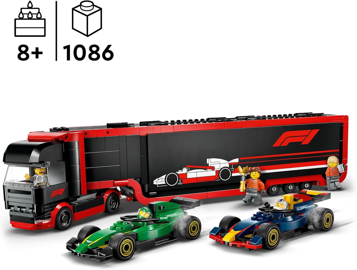 LEGO City F1 truck met RB20 en AMR24 F1 - 60445