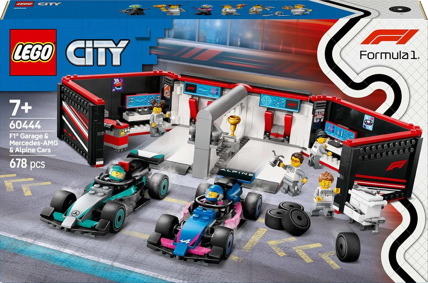 LEGO City F1 Garage with Mercedes-AMG and Alpine Cars Kit - 60444